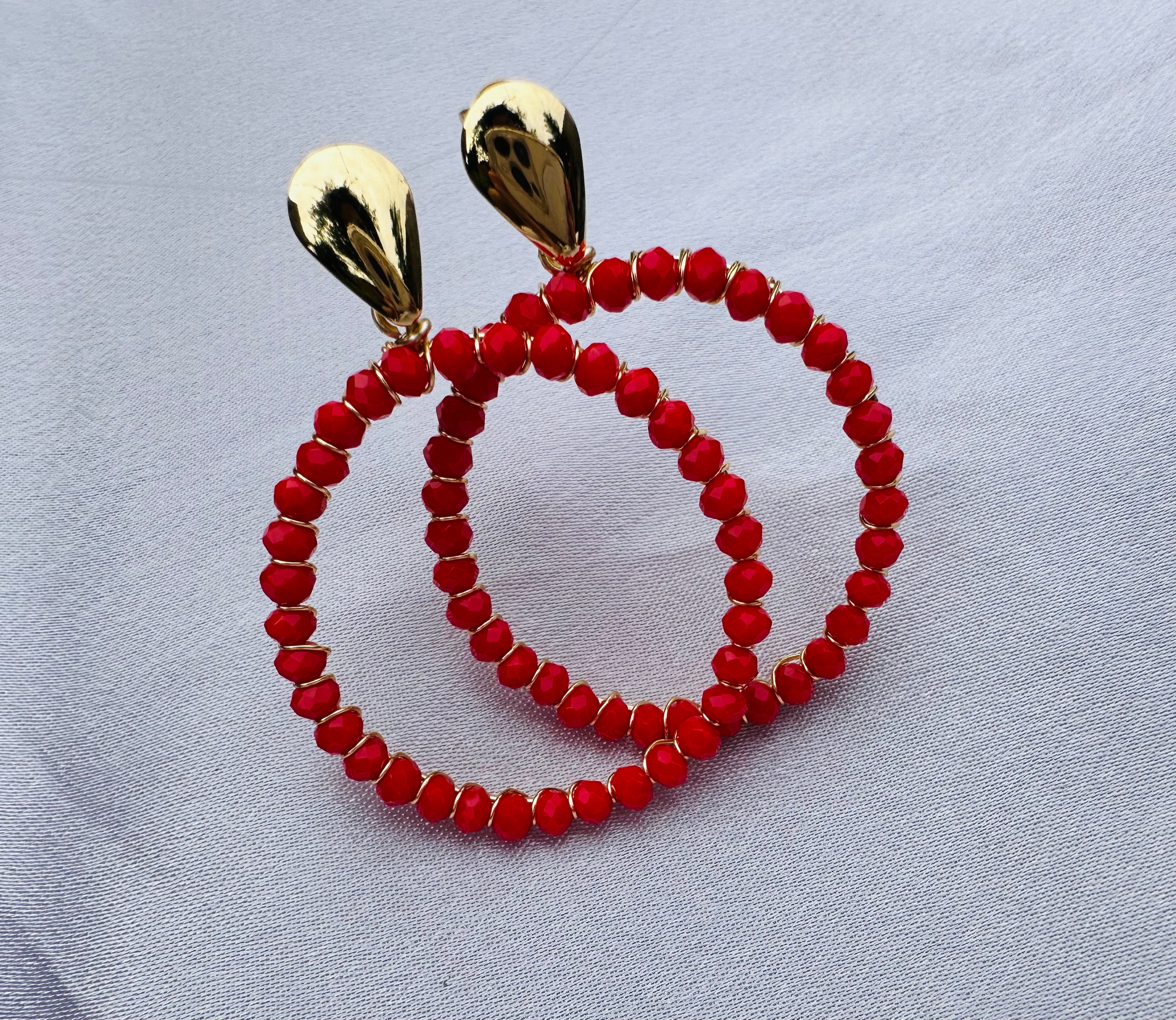 Red Stud Candonga Earrings